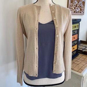 Ann Taylor 100% cashmere beige cardigan sweater XS